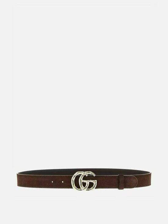 NWT Authentic Gucci Vintage Dark Brown Suede Bamboo GG Buckle Belt